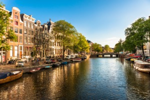Canal in Amsterdam, Netherlands