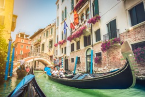 Gondola ride through Venice