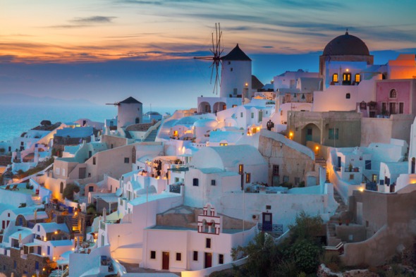 Sunset over Santorini, Greece