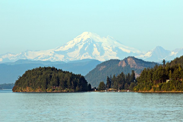 View of Mount Baker from San Juan Islands, USA