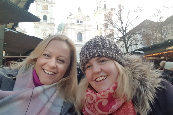 Hayley and Malinda on their Uniworld Christmas river cruise