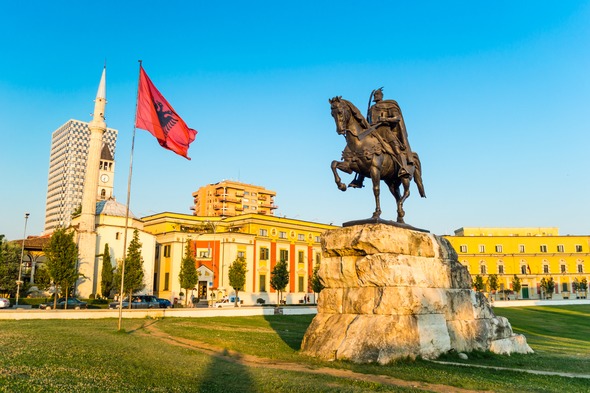 Skanderbeg Square in Tirana, Albania