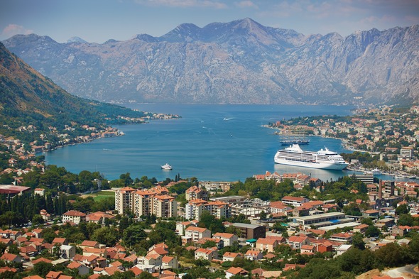 Regent Seven Seas Mariner in the Bay of Kotor, Montenegro