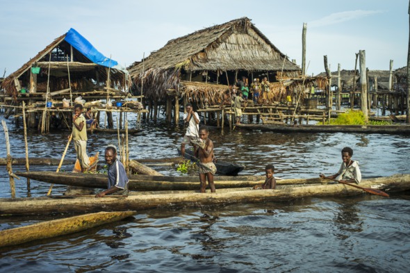 Canoe on the Sepik river, Papua New Guinea