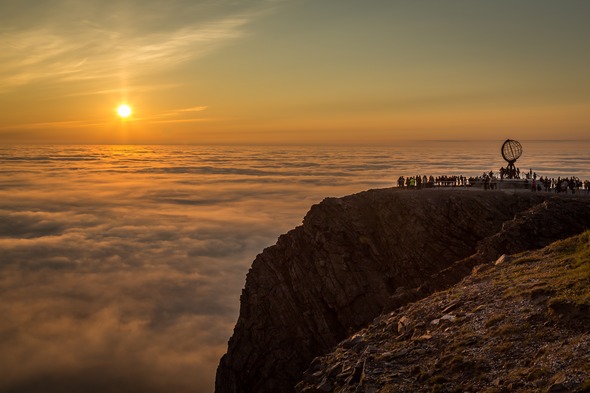 Midnight sun at the North Cape, Norway