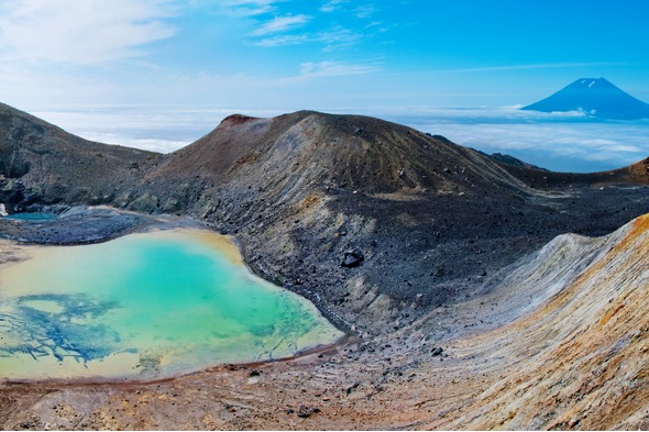 Paramushir Ebeko volcano in the Kuril Islands, Russia