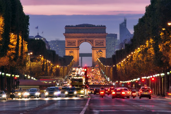 Champs Elysées at night, Paris