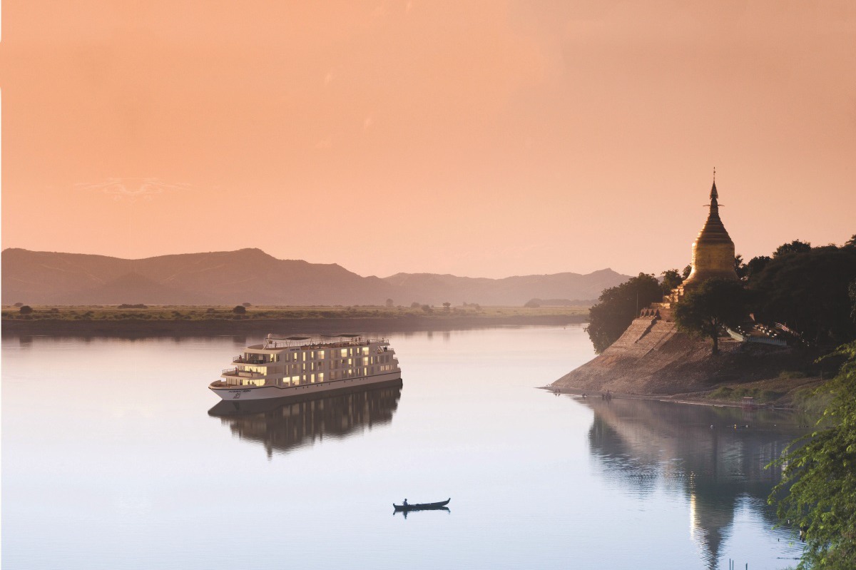 Scenic Aura on the Ayeyarwady river, Myanmar