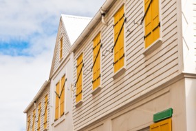 Brightly coloured house in St Thomas